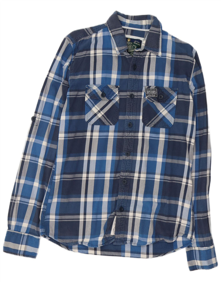 SUPERDRY Flannelskjorte til mænd Stor marineblå plaid bomuld