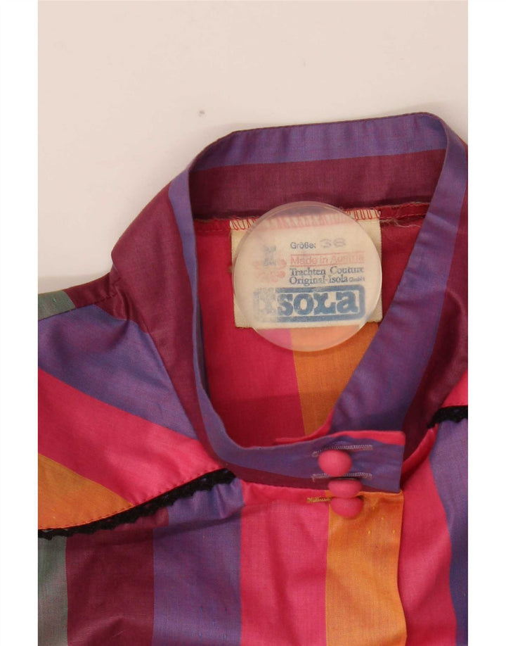 Vintage kvinders kortærmet skjortebluse EU 38 Medium Flerfarvet stribet