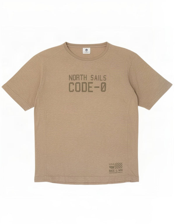 North Sails Herre Grafisk T-Shirt Top XL Khaki Bomuld