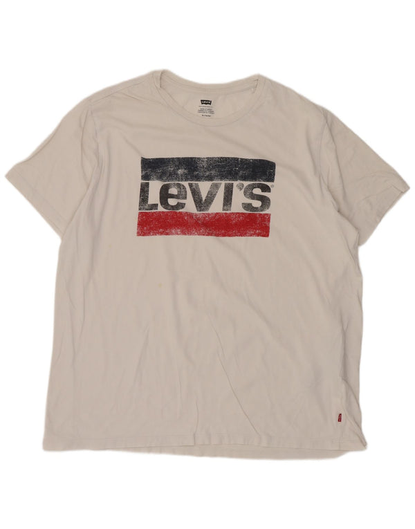 Levi's Herre grafisk T-shirt top XL hvid bomuld