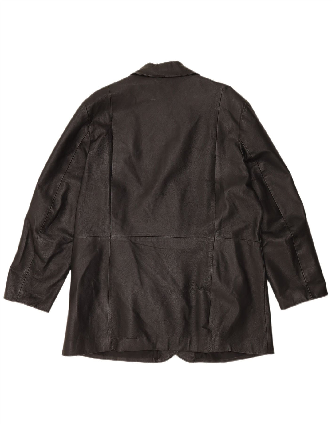 Vintage dame 3-knaps læder blazerjakke UK 20 2XL sort læder
