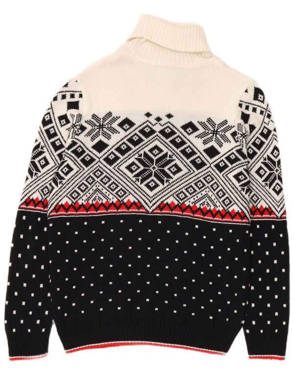 Vintage Herre rullehals sweater Small Black Fair Isle
