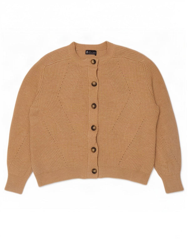 Marks & Spencer Dame Loose Fit Cardigan Sweater UK 16 Stor Beige Akryl