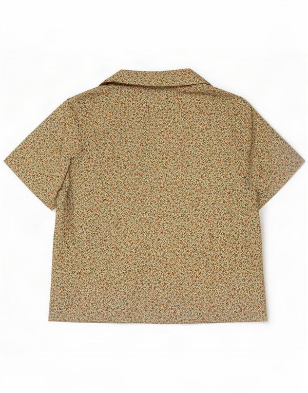 Vintage kortærmet skjorte til kvinder UK 14 Medium Beige Floral