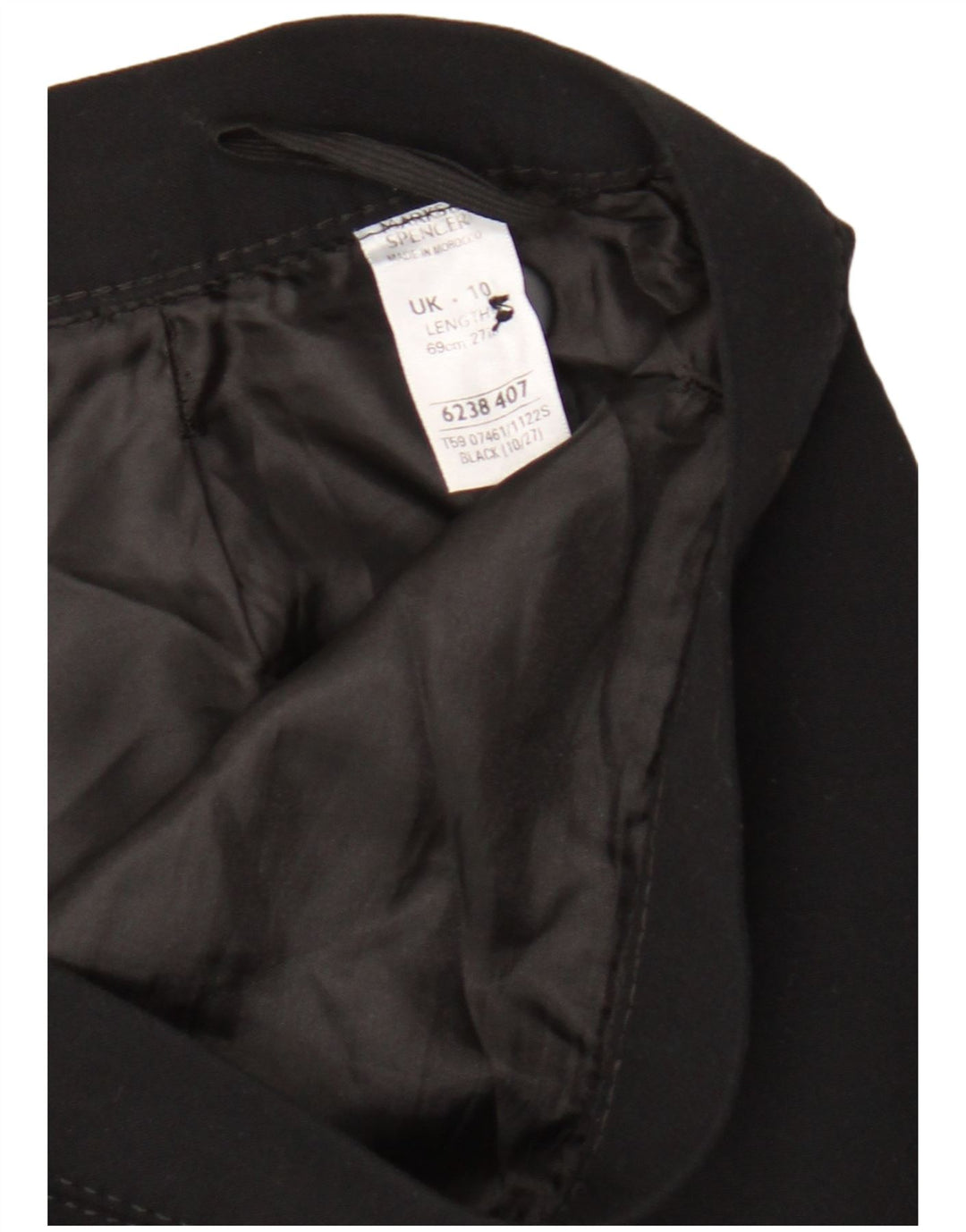 Marks & Spencer Pencil Nederdel til kvinder UK 10 Small W28 Black Polyester