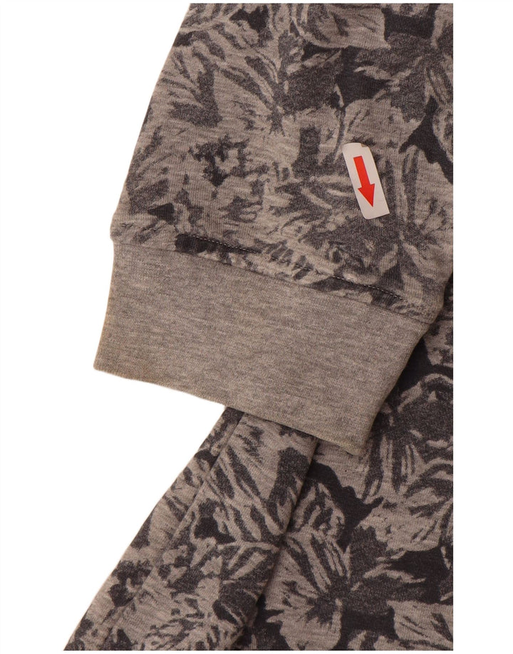 Ellesse Womens Oversized Sweatshirt Jumper UK 14 Medium Grey Floral Bomuld