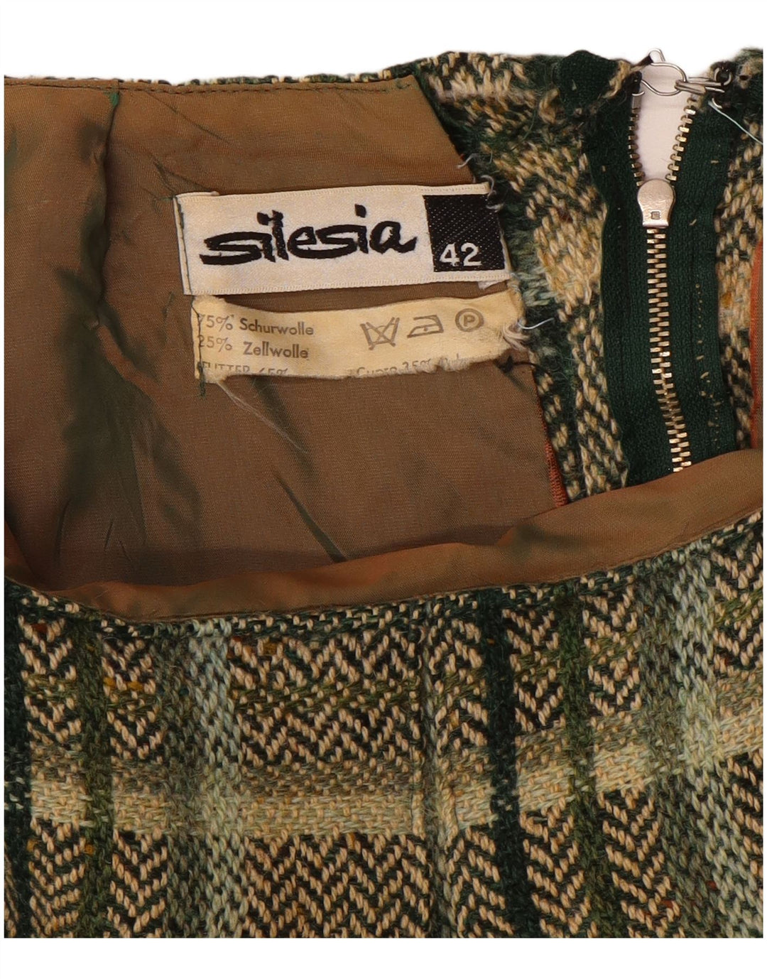 Silesia Dame A-Line nederdel EU 42 Large W32 Khaki ternet uld