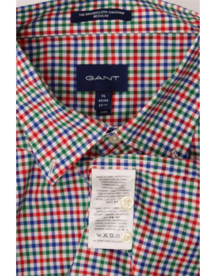 Gant Kortærmet Herreskjorte Størrelse 17 1/2 XL Flerfarvet Gingham