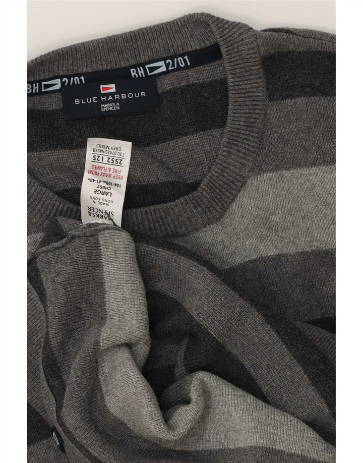 Marks & Spencer Herre Blue Harbor Crew Neck trøje Sweater Large Grå