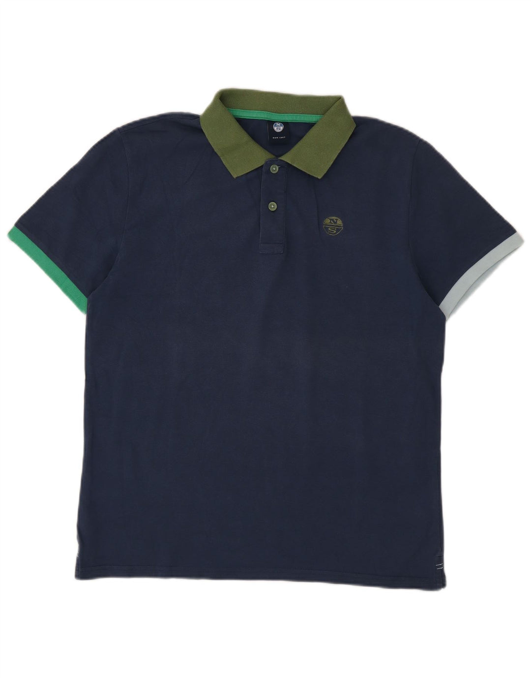 North Sails Herre Rugby Polo Shirt Medium Navy Blue Colourblock Bomuld