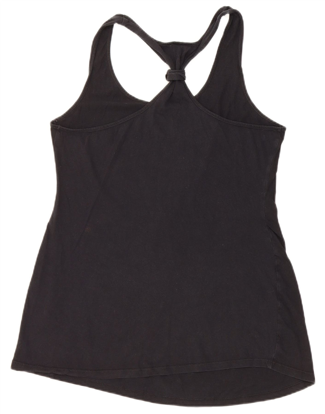 VINTAGE Kvinders Grafisk Vest Top UK 12 Medium Sort Bomuld