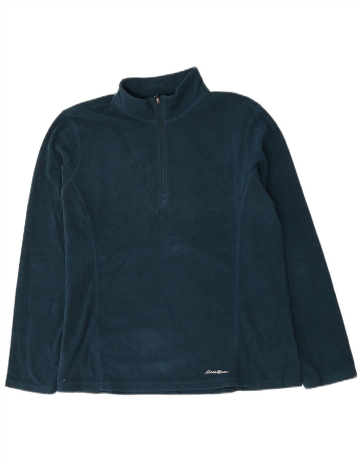 Eddie Bauer Dame lynlås-hals Fleece Jumper UK 16 Large Blue Polyester