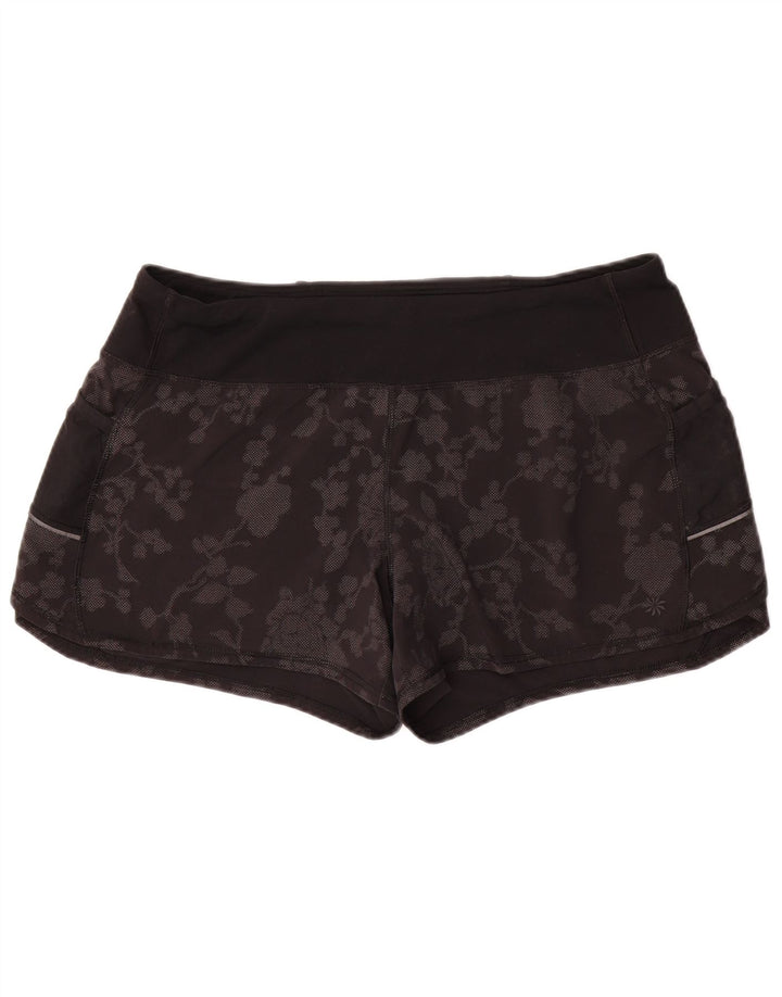 ATHLETA Womens Sport Shorts UK 16 Large  Black Floral Polyester