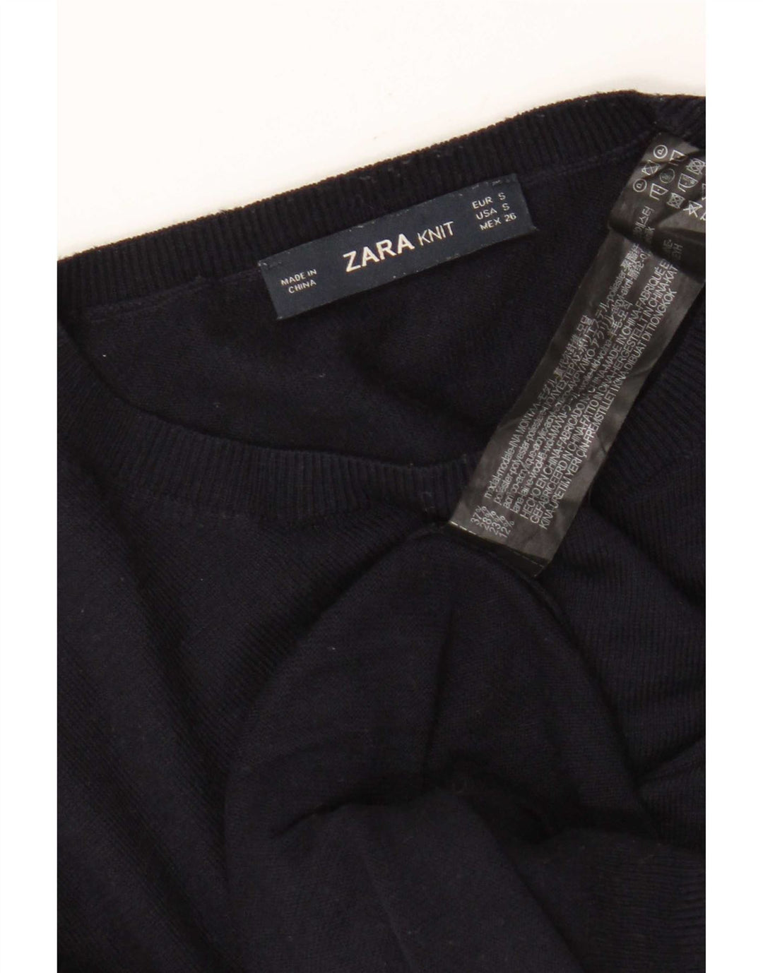 Zara Dame sweater med rund hals DK 10 Small Navy Blue Modal