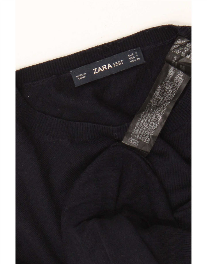 Zara Dame sweater med rund hals DK 10 Small Navy Blue Modal