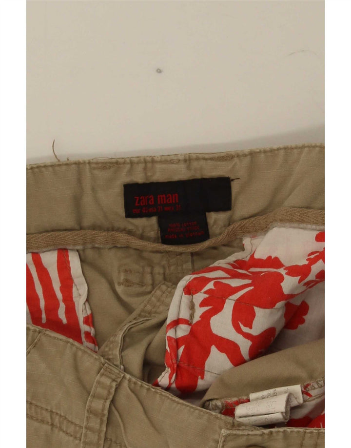 Zara Herre Cargo Shorts EU 40 Medium W31 Beige Bomuld
