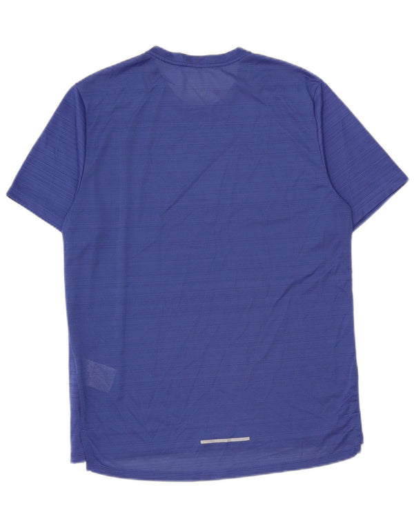 Nike herre Dri Fit T-shirt top mellemblå stribet polyester
