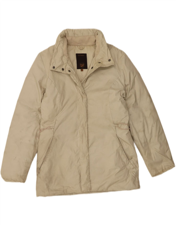 Gas Dame Hætte Polstret Jakke UK 14 Stor Beige Nylon