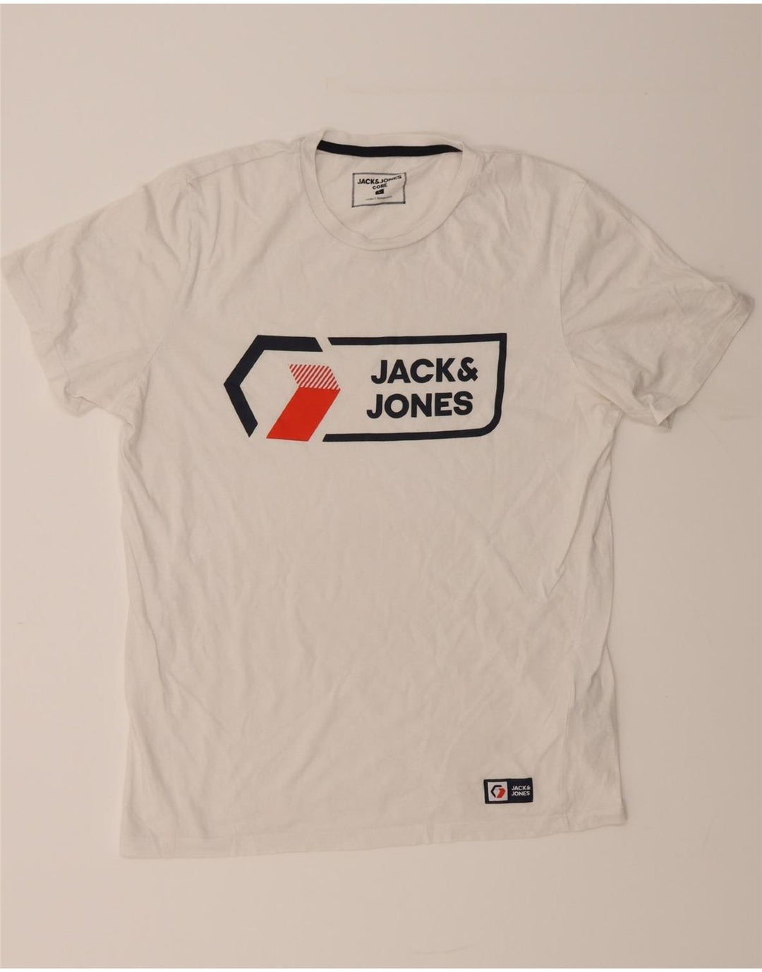 JACK & JONES Mens Graphic T-Shirt Top Large White Cotton Vintage Jack & Jones and Second-Hand Jack & Jones from Messina Hembry 