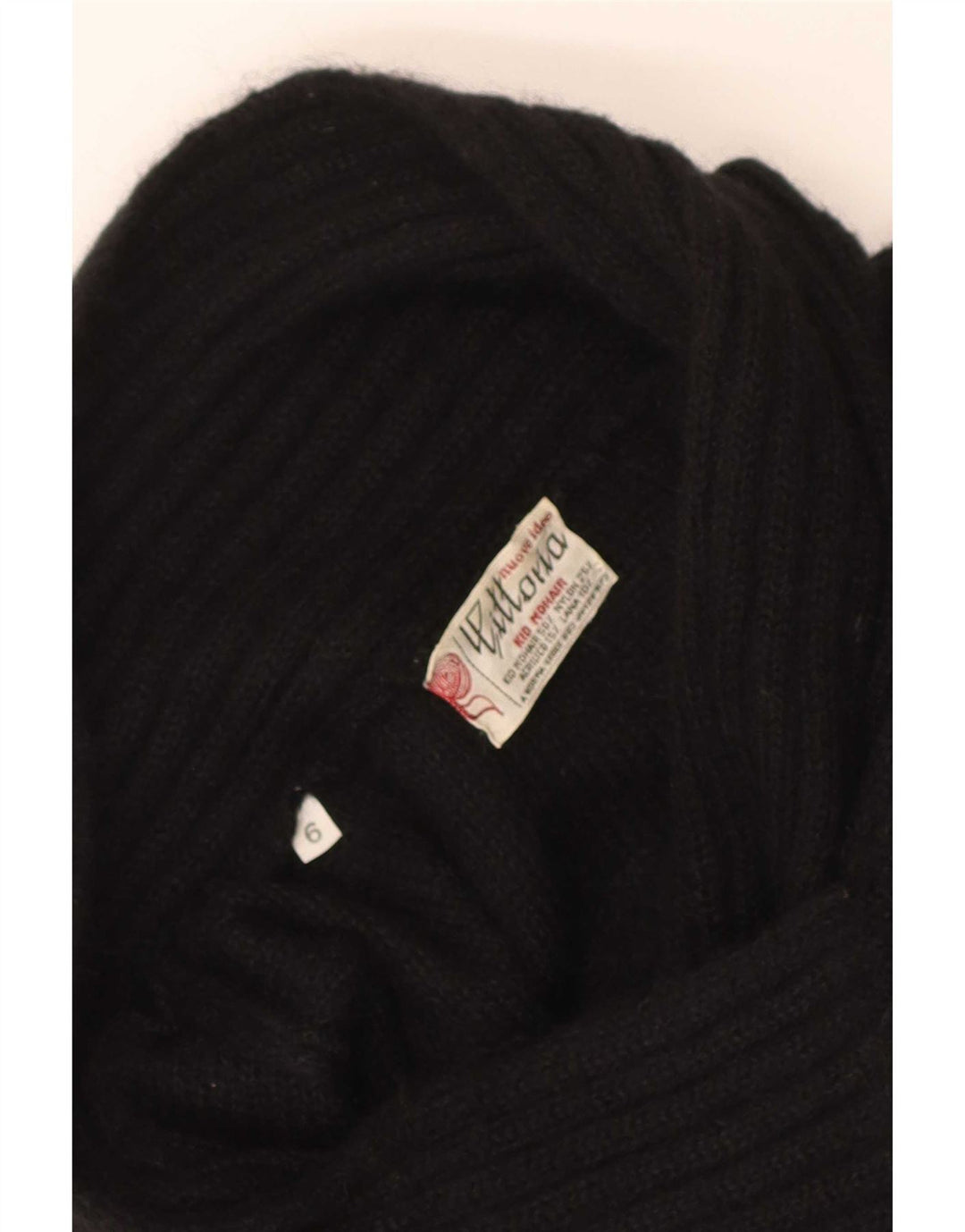 Vintage Dame Sjal Hals Jumper Sweater US 6 Medium Black Mohair