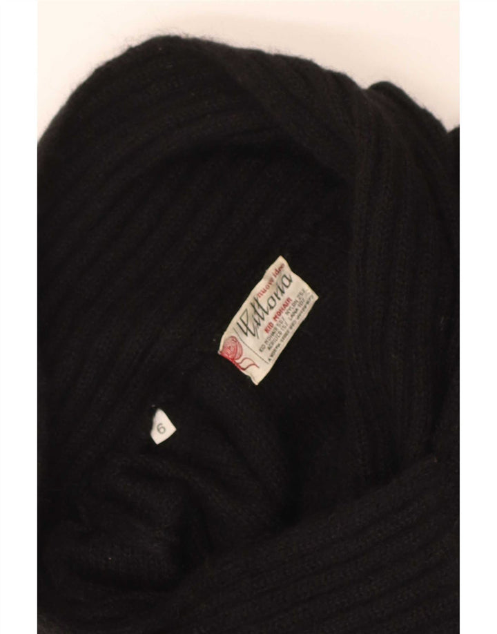 Vintage Dame Sjal Hals Jumper Sweater US 6 Medium Black Mohair