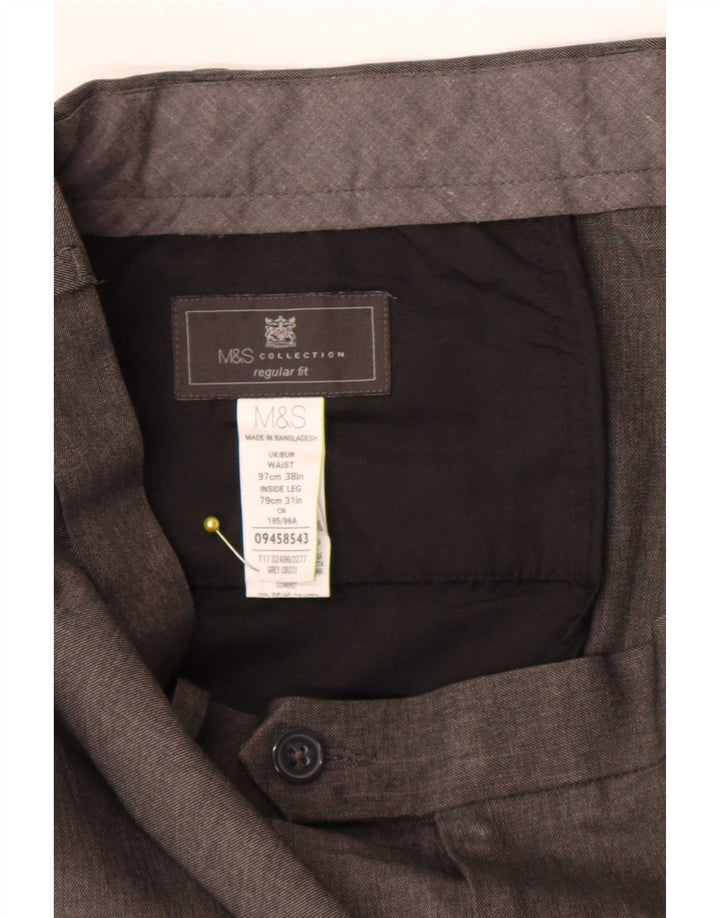 Marks & Spencer Herre Regular Fit Suit Bukser W38 L31 Grå polyester