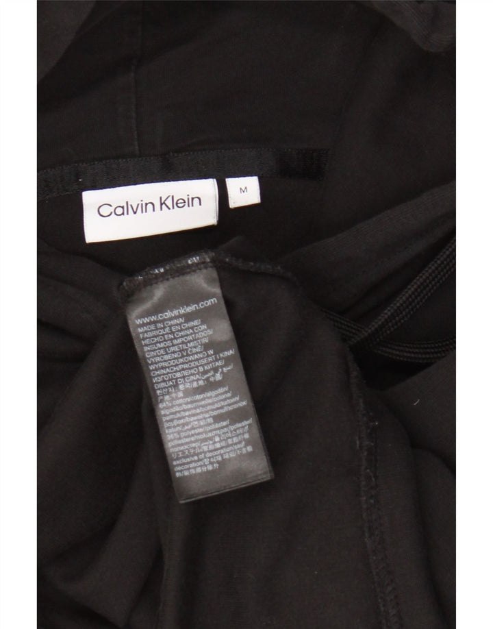 Calvin Klein Dame Oversized Crop Hoodie Jumper UK 14 Medium Sort Bomuld