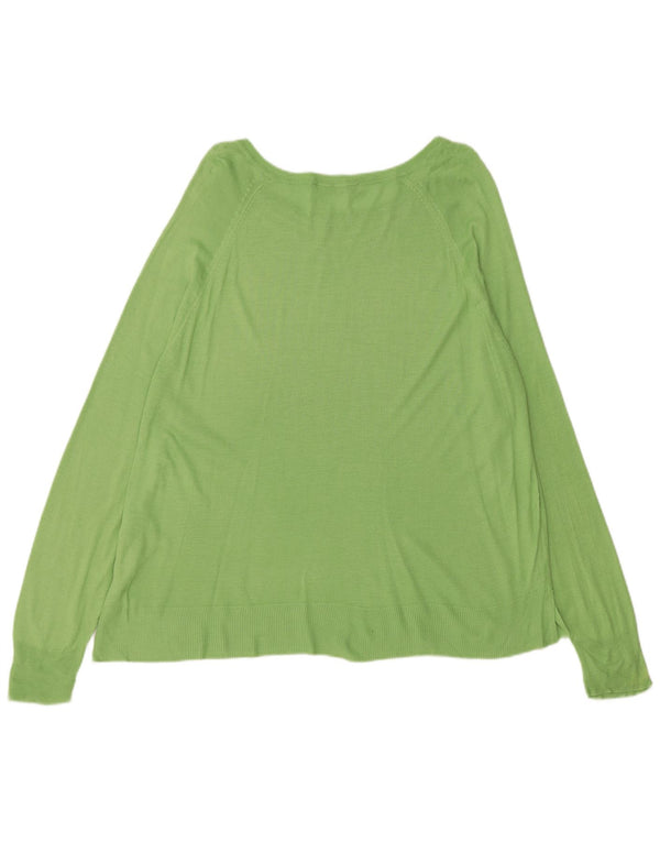 Zara Dame Boat Neck Jumper Sweater UK 18 XL Grøn viskose