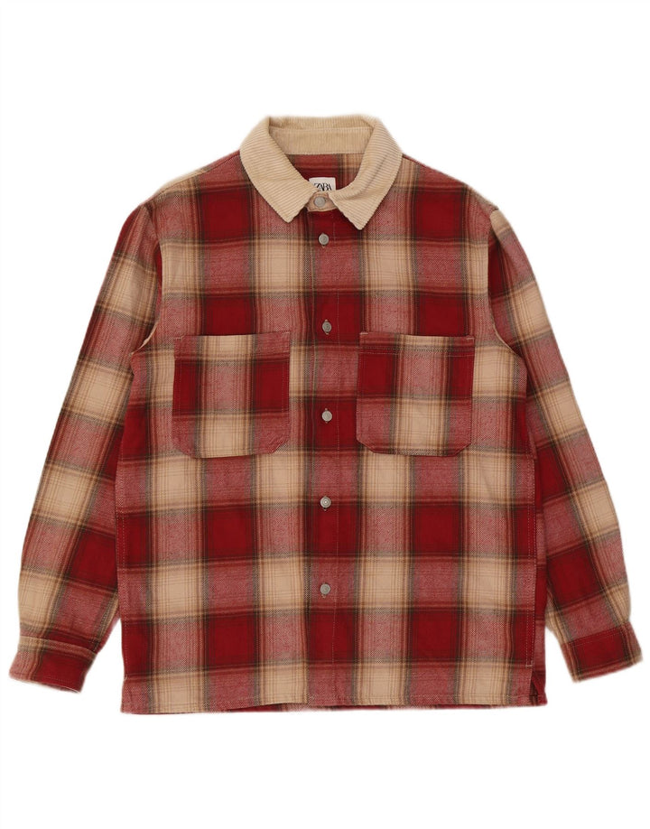 Zara Herre Overshirt Relaxed Fit Flanellskjorte Medium Rød Ternet