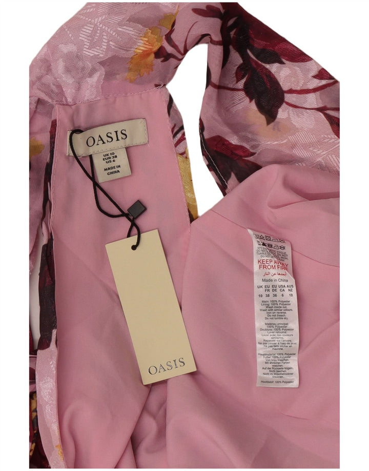 Oasis Dame Halter Maxi Dress UK 10 Small Pink Floral Polyester