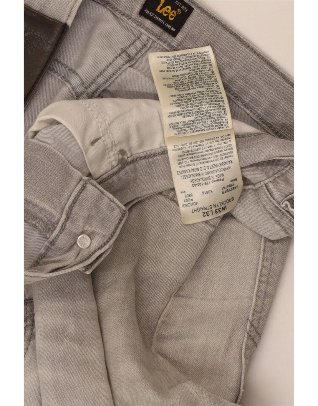 LEE Straight Jeans til mænd W33 L32 Grå