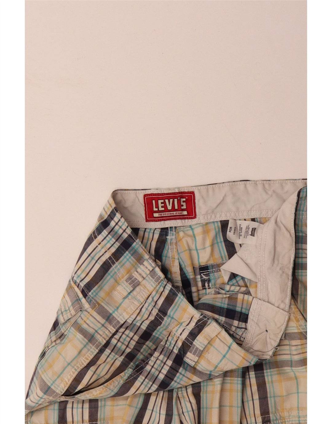 LEVI'S Herre Cargo Shorts W34 Stor flerfarvet ternet bomuld