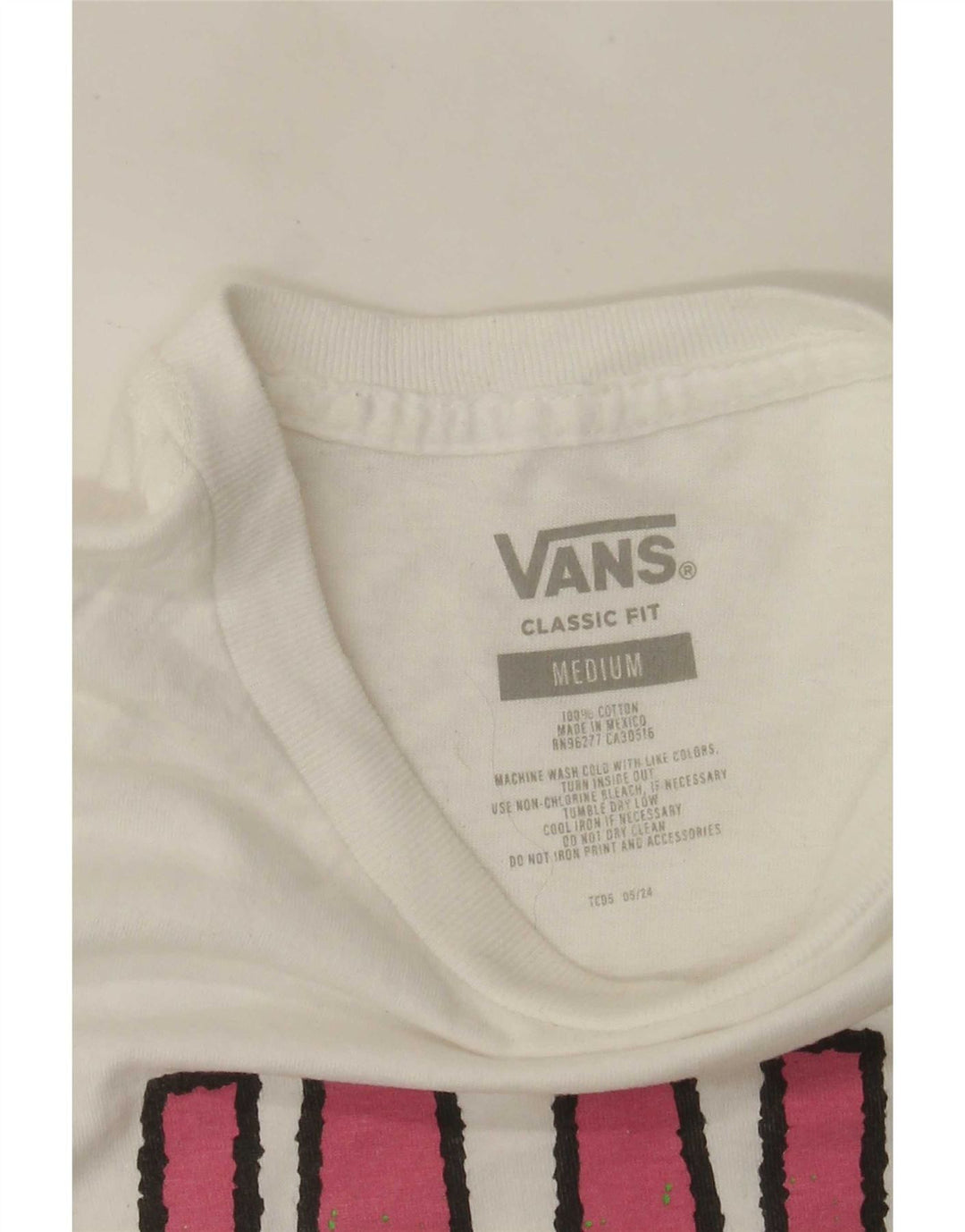Vans Herre Classic Fit Grafisk T-Shirt Top Medium Hvid Bomuld