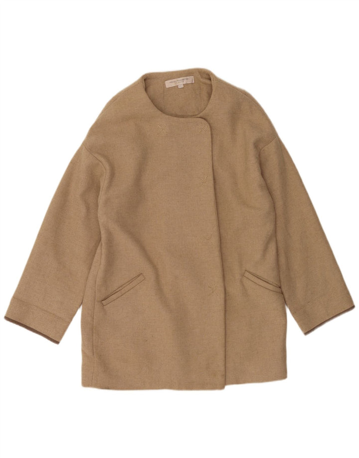 French Connection Dame Oversized Overfrakke UK 10 Small Beige Uld