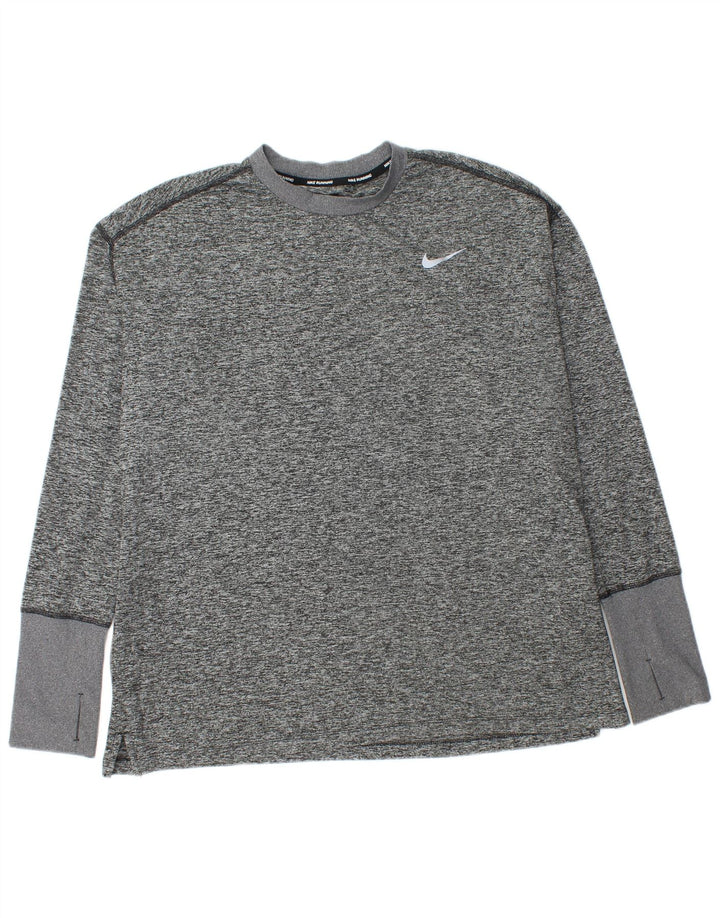 Nike Herre Dri Fit Top Langærmet XL Grå Flecked Polyester