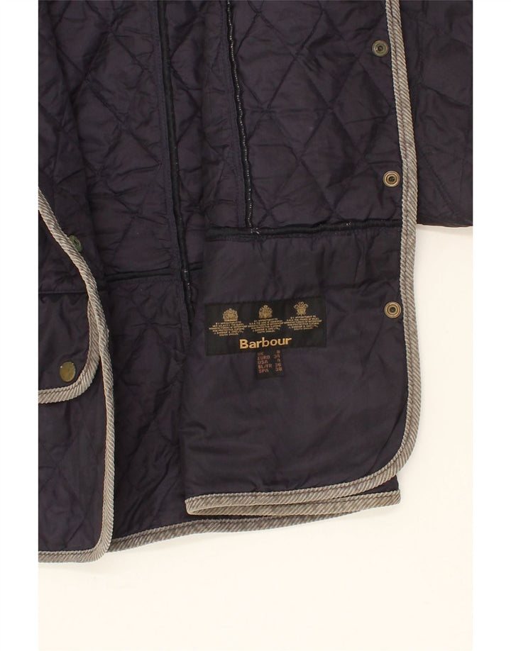 BARBOUR Womens Quilted Jacket UK 8 Small Navy Blue Vintage Barbour and Second-Hand Barbour from Messina Hembry 
