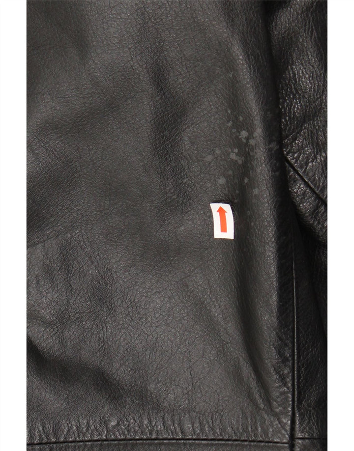 VINTAGE Herre Læderjakke IT 50 Stor Sort Læder