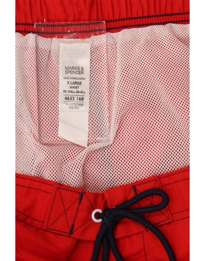 Marks & Spencer Badeshorts til mænd XL Rød Colourblock Polyester