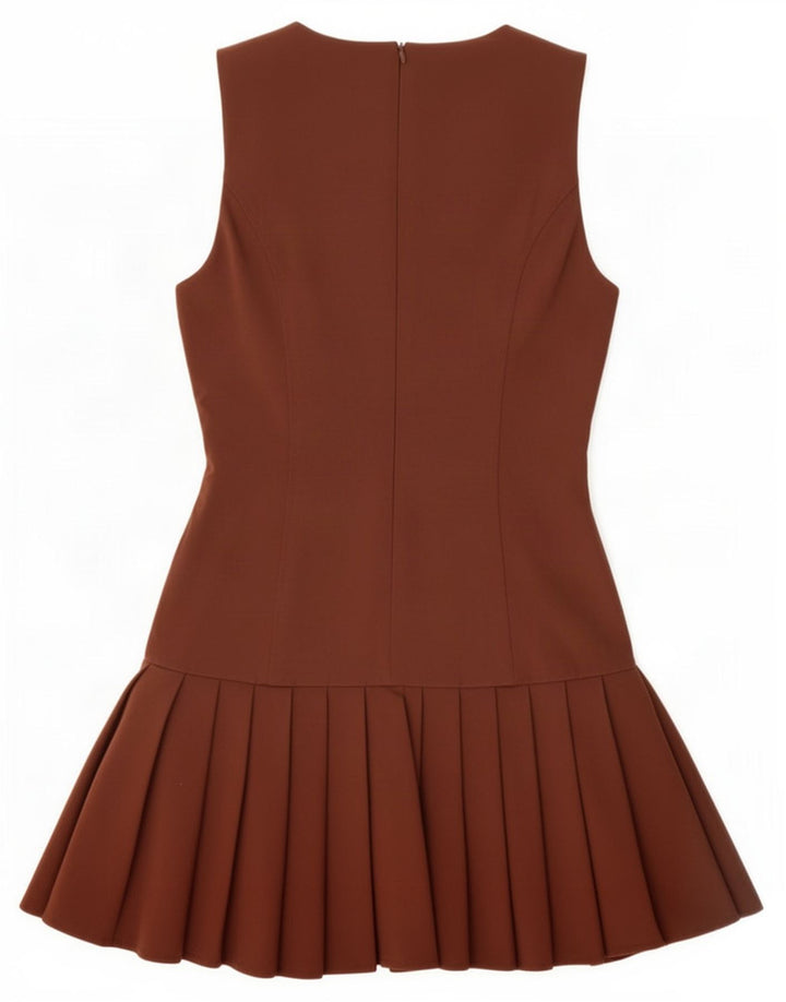 Zara Dame Ærmeløs A-Line Kjole UK 10 Small Brown Polyester