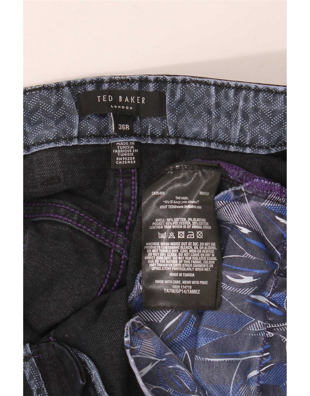 Ted Baker Herre Slim Jeans W36 L32 Marineblå Bomuld
