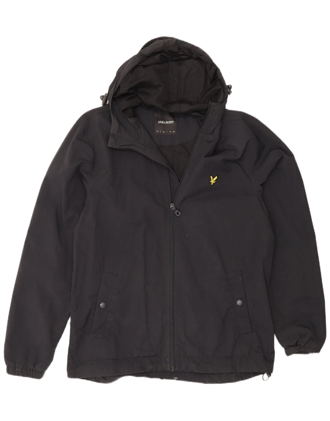 Lyle & Scott Mens Hooded Rain Jacket UK 38 Medium Black Nylon