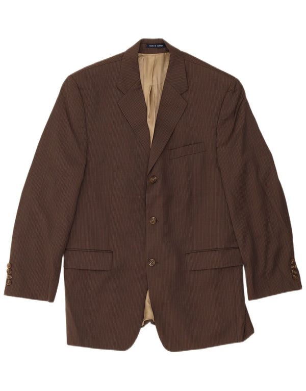 Chaps Herre 3-knaps blazerjakke UK 40 Large Brown Pinstripe New Wool
