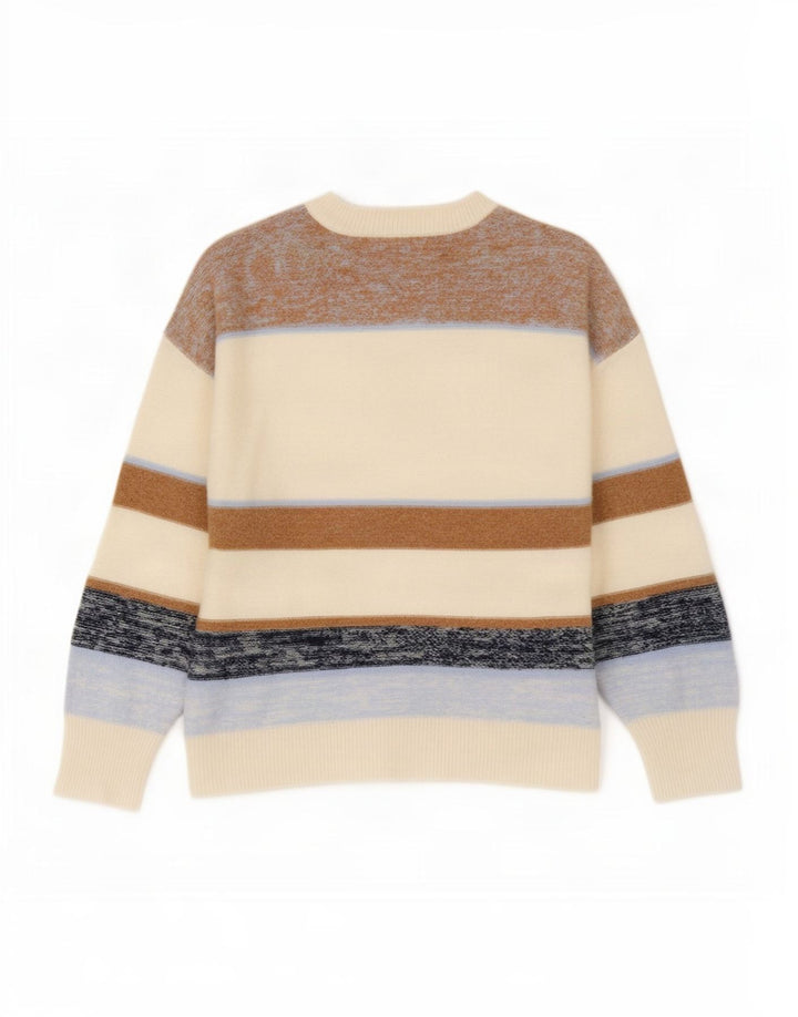 Reiss herre rund hals sweater stor flerfarvet stribet uld