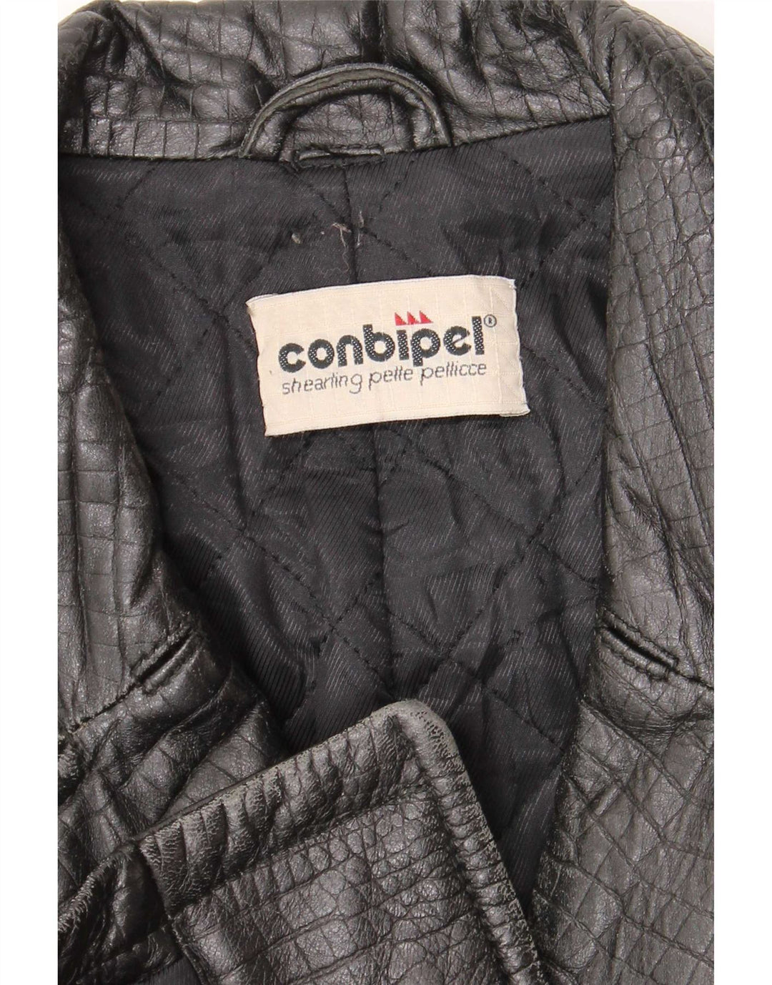 Conbipel Dame Læderfrakke UK 12 Medium Sort Animal Print Classic
