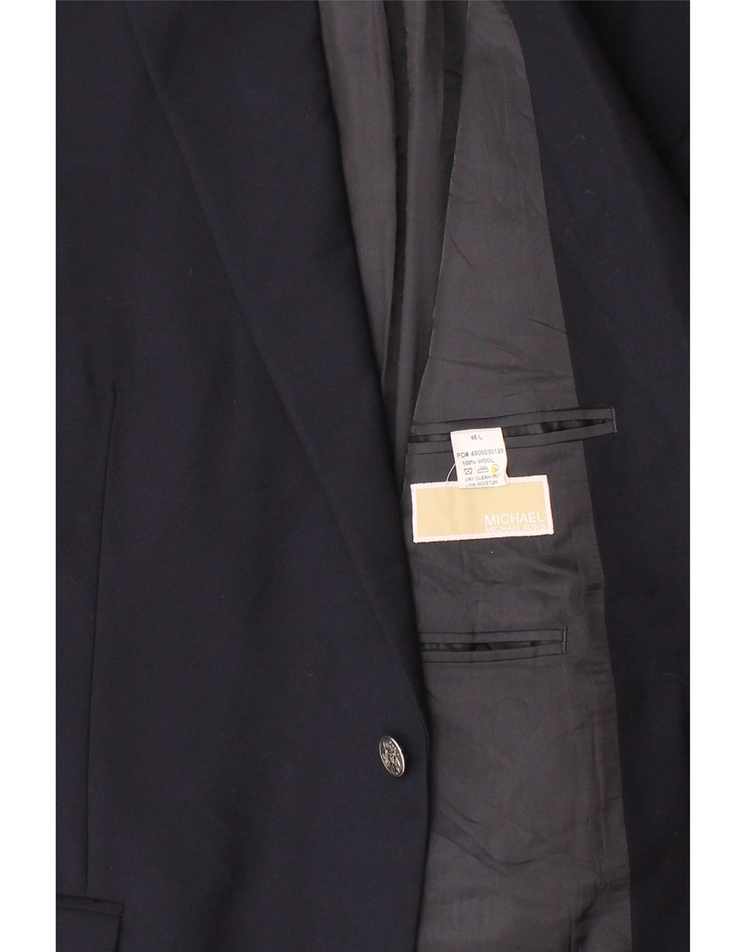MICHAEL KORS Mens 2 Button Blazer Jacket UK 46 3XL Navy Blue Wool Vintage Michael Kors and Second-Hand Michael Kors from Messina Hembry 