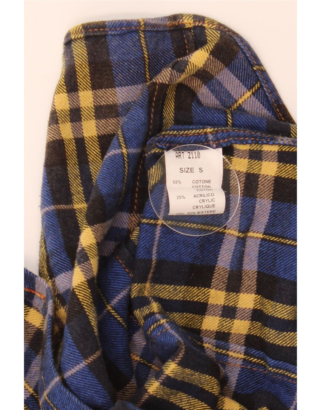 Vintage flannelskjorte til mænd, lille blå ternet bomuld