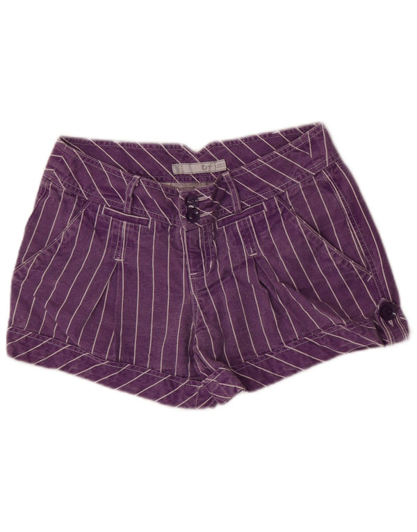 Zara Trafaluc Cargo Shorts til kvinder EU 36 XS W26 lilla stribet bomuld