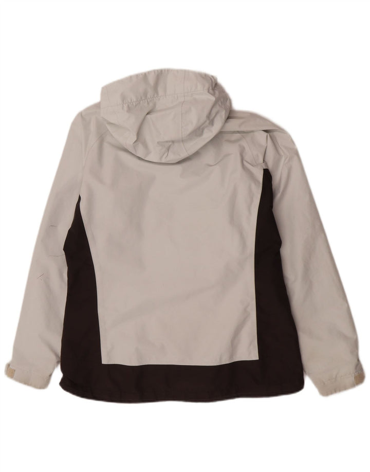 Helly Hansen Regnjakke med hætte til kvinder UK 14 Medium Off White Colourblock