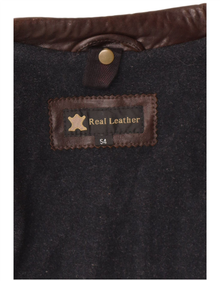 Vintage herre læderjakke IT 54 2XL brunt læder