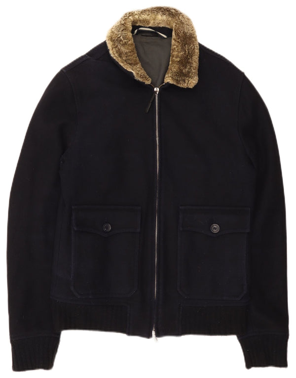 Vintage dame bomberjakke UK 14 Medium Navy Blue